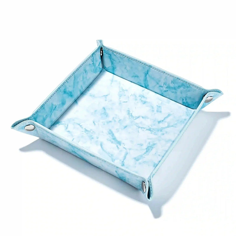 Blue marble folding dice tray