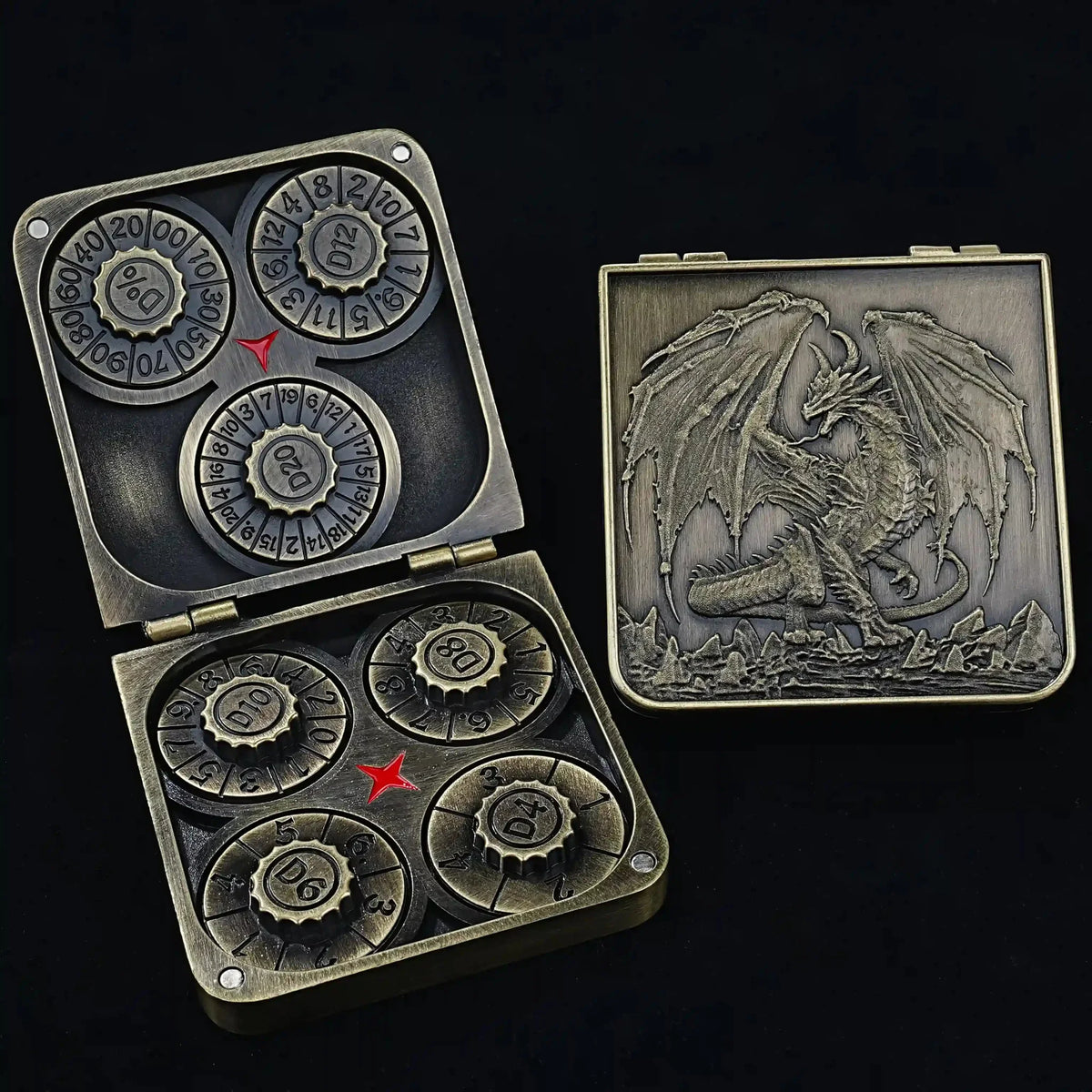 Foldable Turntable Dice Box – Metal – Spinner Design – Unique Metal Foldable Dice Box with Magnets 7 in 1 Roulette DND