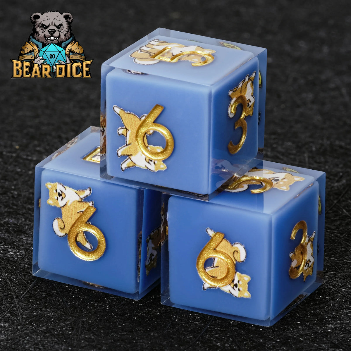 Shiba Inu Resin D6 Dice Set