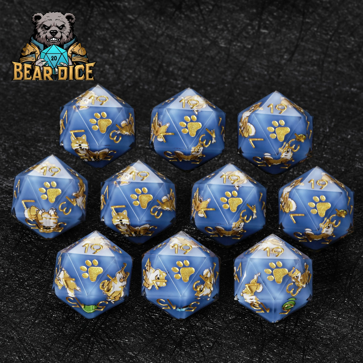 Shiba Inu Resin D20 Dice Set