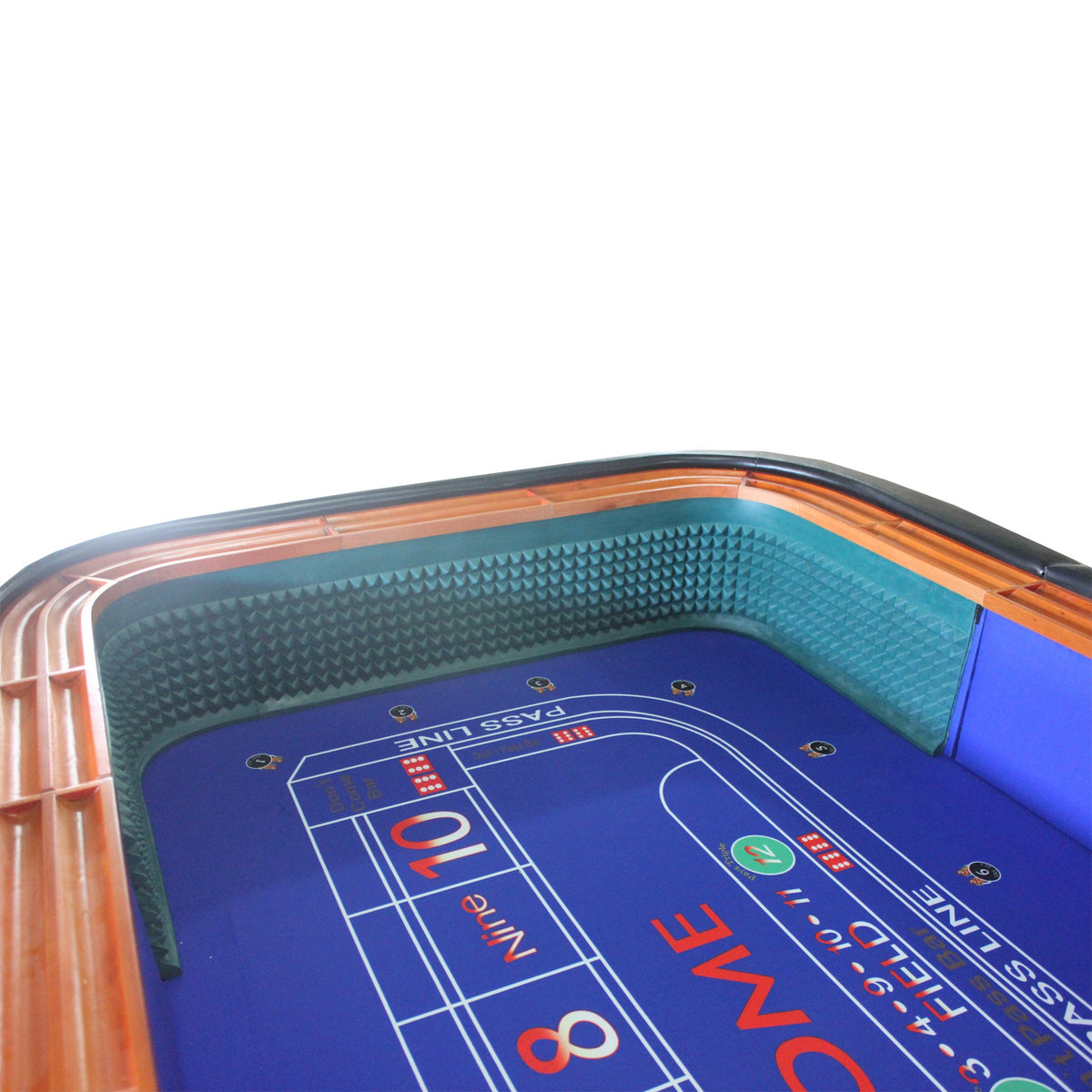 Tabletop Gaming Table – Inch Felt Dice – 12-Inch Blue Felt Roll Dice Game Table angled view showing full table structure
