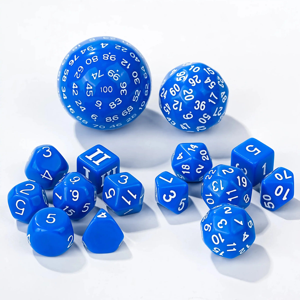 15pcs Polyhedron Acrylic D100 D100 Dice Set – D100 Dice Set - 15pcs Blue Acrylic Polyhedron Dice