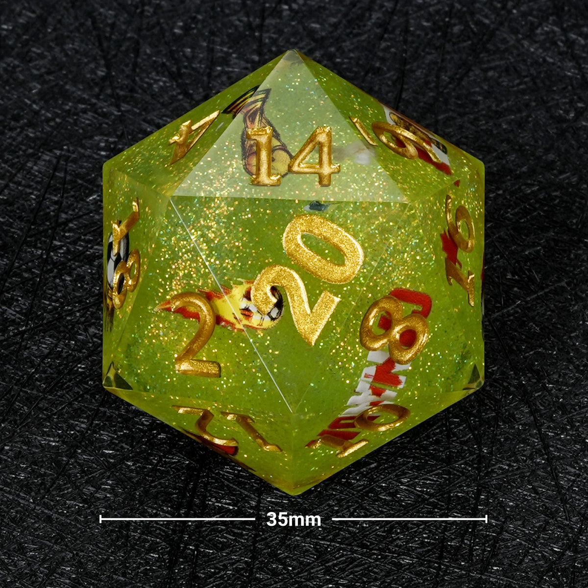 35mm Canada Resin D20 Dice – Glitter