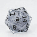 35mm Giant Liquid Core Dice Set – Custom Giant Dice - Custom giant D20 dice, 35mm personalized silver liquid core D20