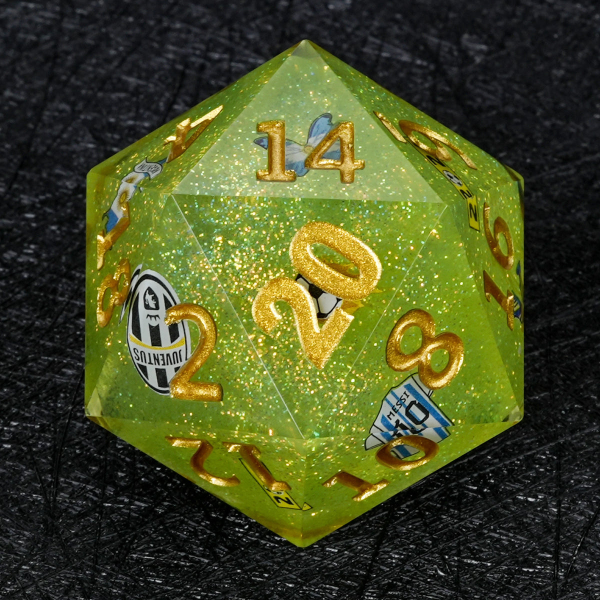35mm Large Resin D20 Dice – Glitter – alternate product view