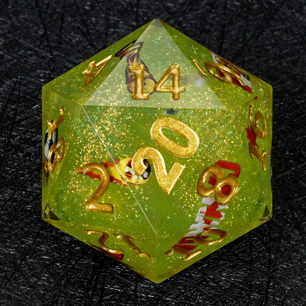 35mm World Resin D20 Dice – Glitter – Giant Soccer – alternate product view