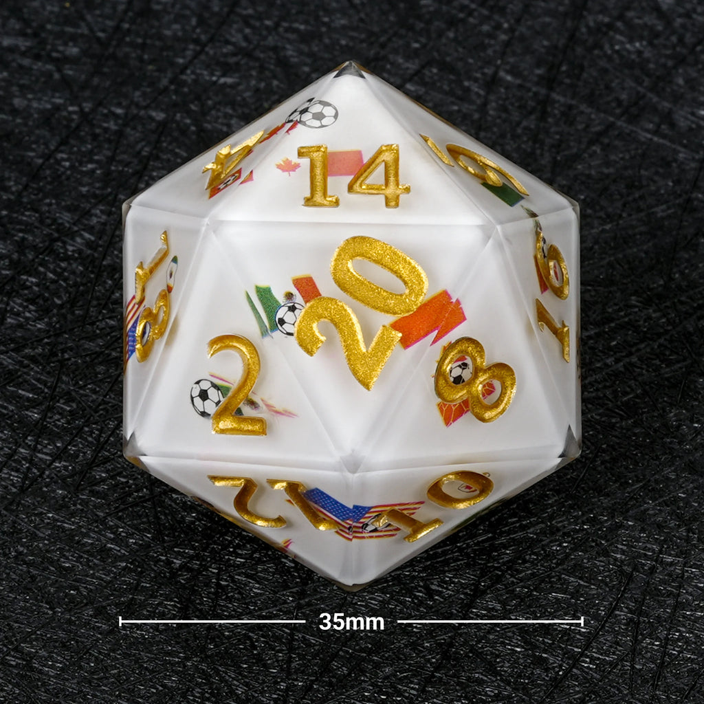 35mm World Resin D20 Dice – Soccer Giant