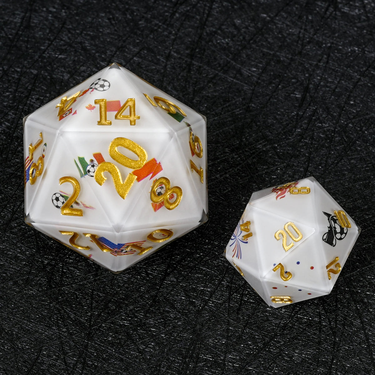 35mm World Resin D20 Dice – Soccer Giant – alternate product view
