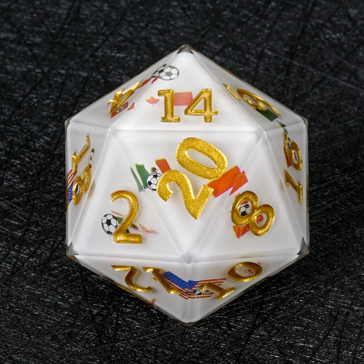 35mm World Resin D20 Dice – Soccer Giant – alternate product view
