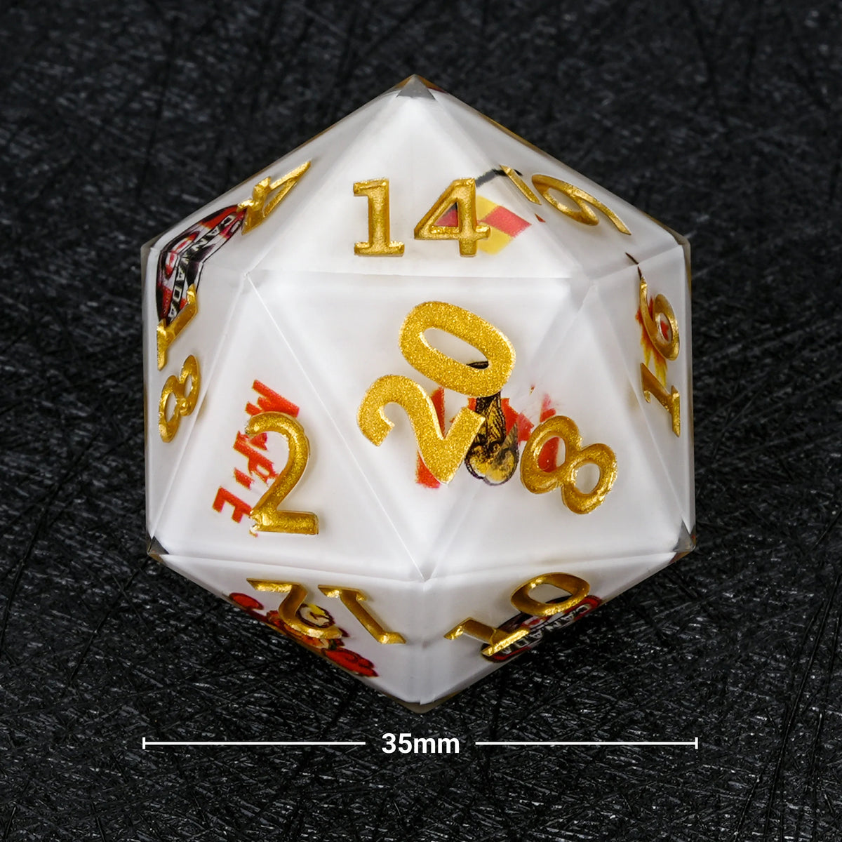 35mm World Resin D20 Dice – Soccer Large