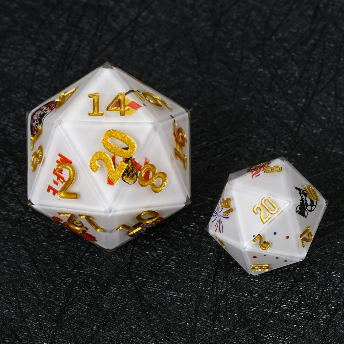 35mm World Resin D20 Dice – Soccer Large – alternate product view