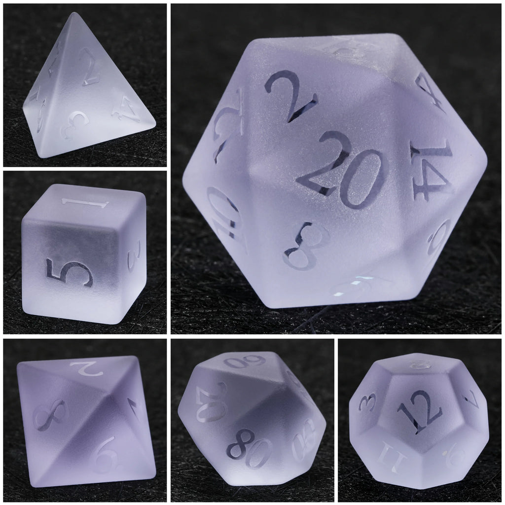 Frosted Amethyst Glass RPG Dice Set