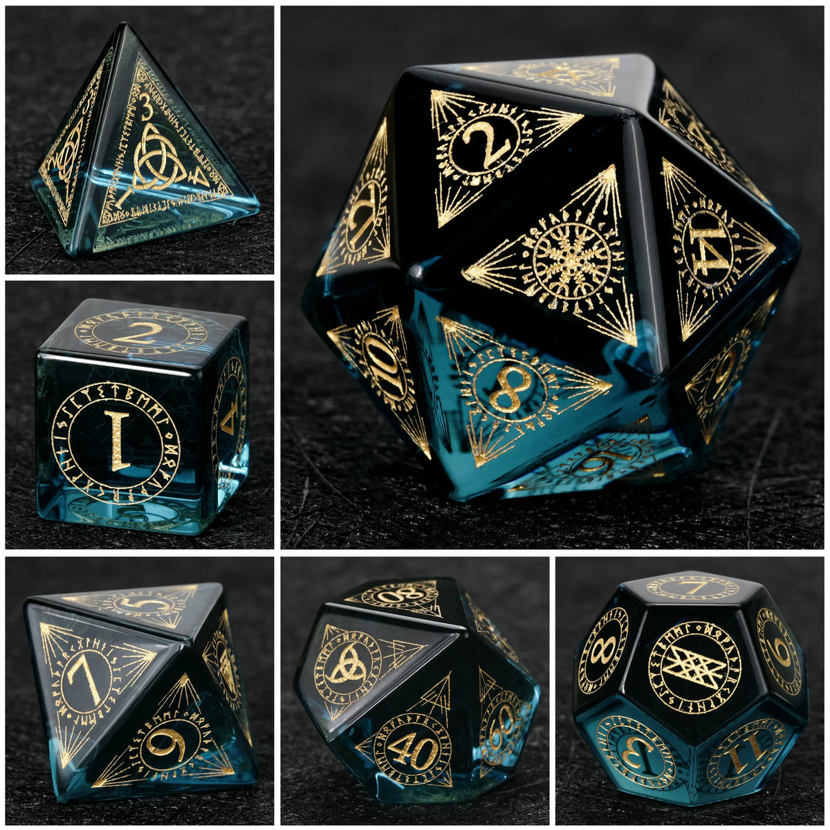 Crystal Runes Glass DND Dice Set
