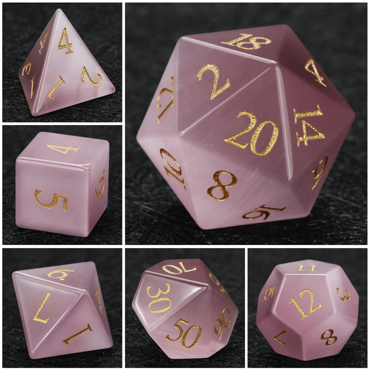 Cat Natural Stone DND Dice Set