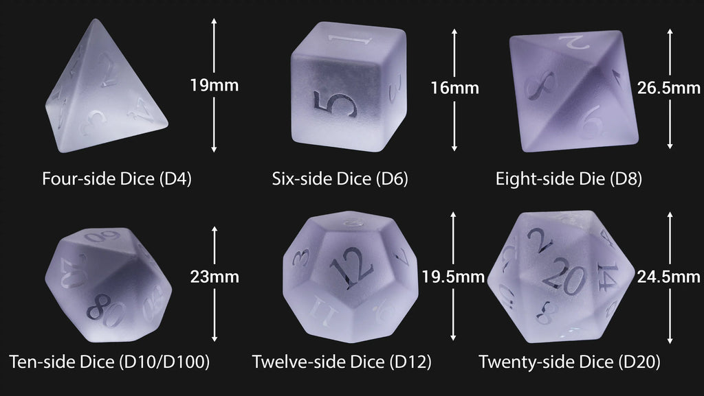 Frosted Amethyst Glass RPG Dice Set – alternate product view