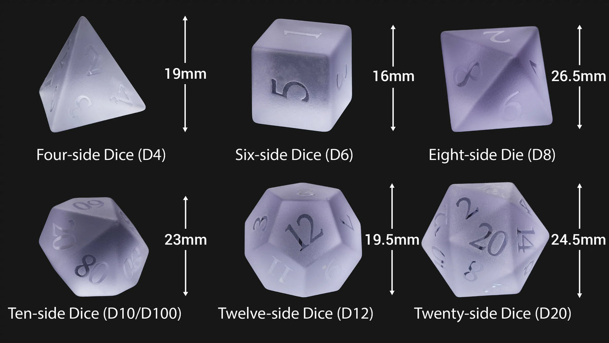 Frosted Amethyst Glass RPG Dice Set – alternate product view