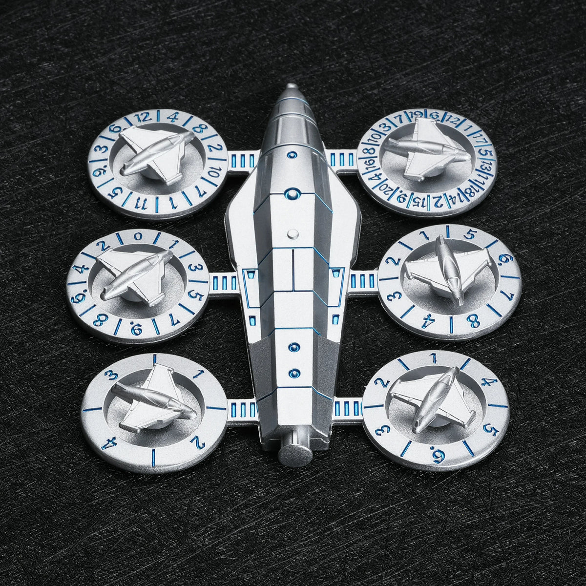 7-in-1 Spaceship Wing Metal Spinner Dice Set