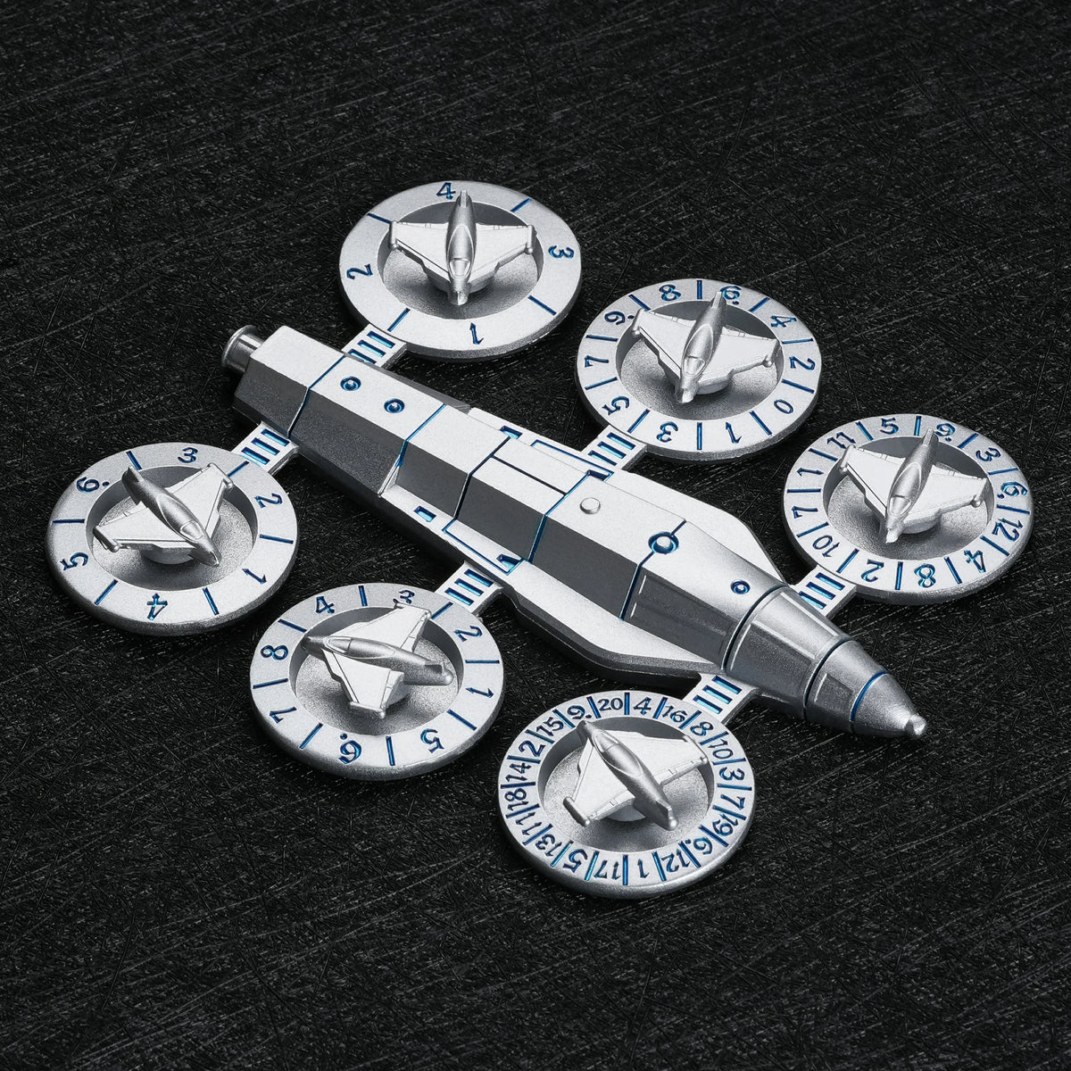 7-in-1 Spaceship Wing Metal Spinner Dice Set – alternate product view