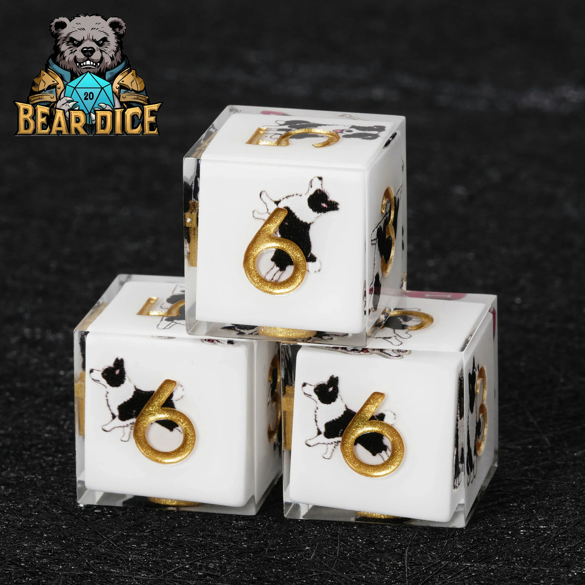 Border Collie Resin D6 Dice
