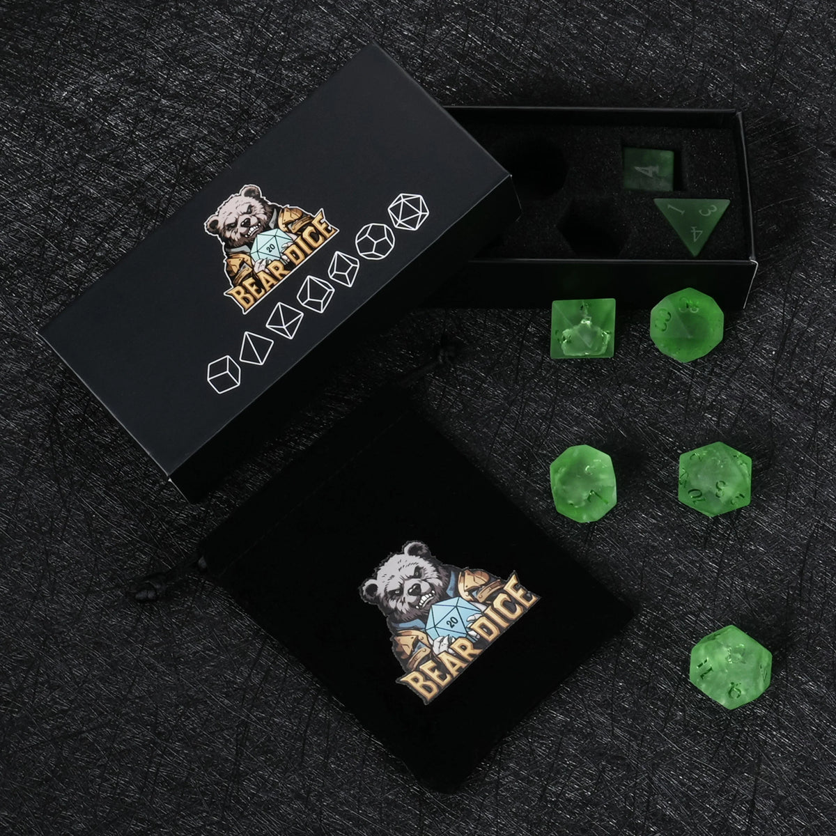 Frosted Crackle Gemstone RPG Dice Set – alternate product view