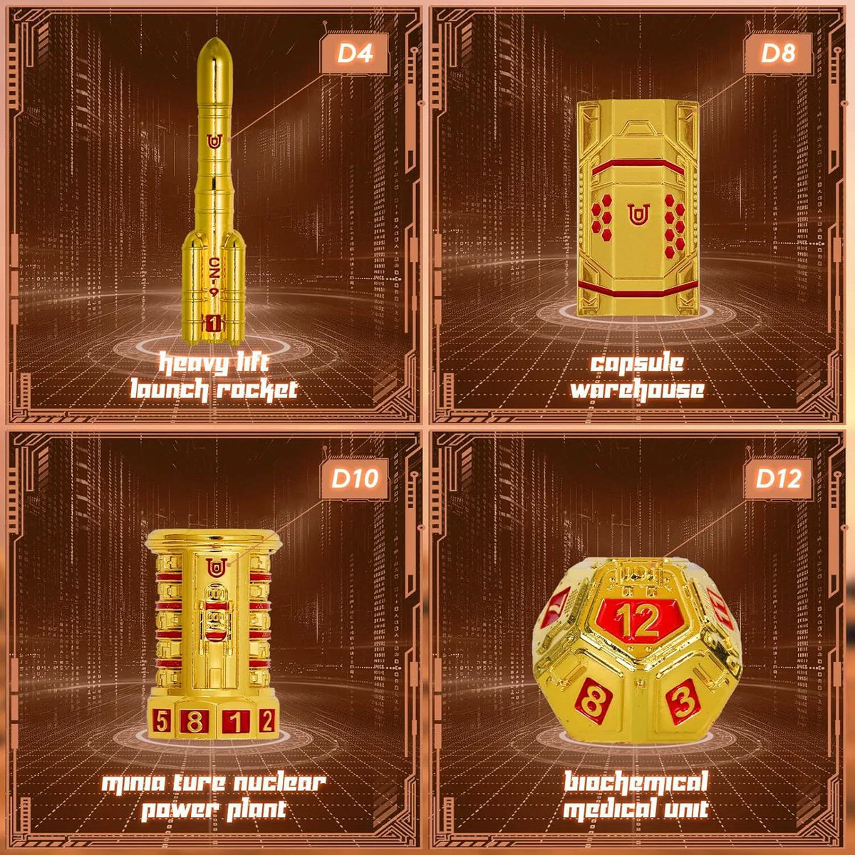 Space Rocket Metal RPG Dice Set – alternate product view
