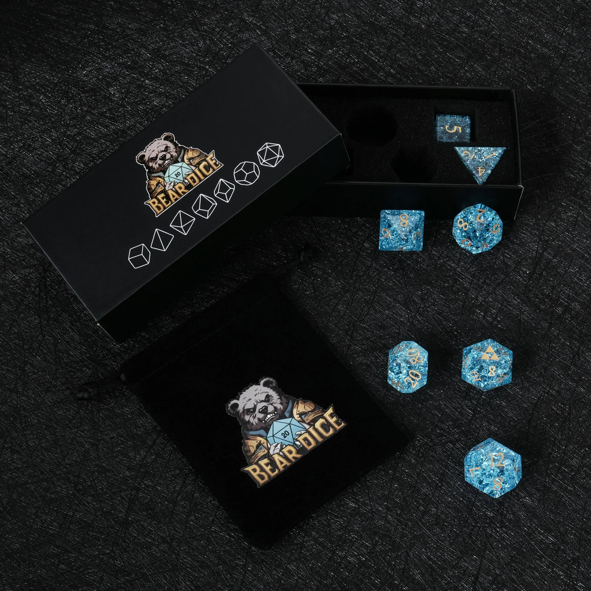 Crackle Effect Glass RPG Dice Set – alternate product view