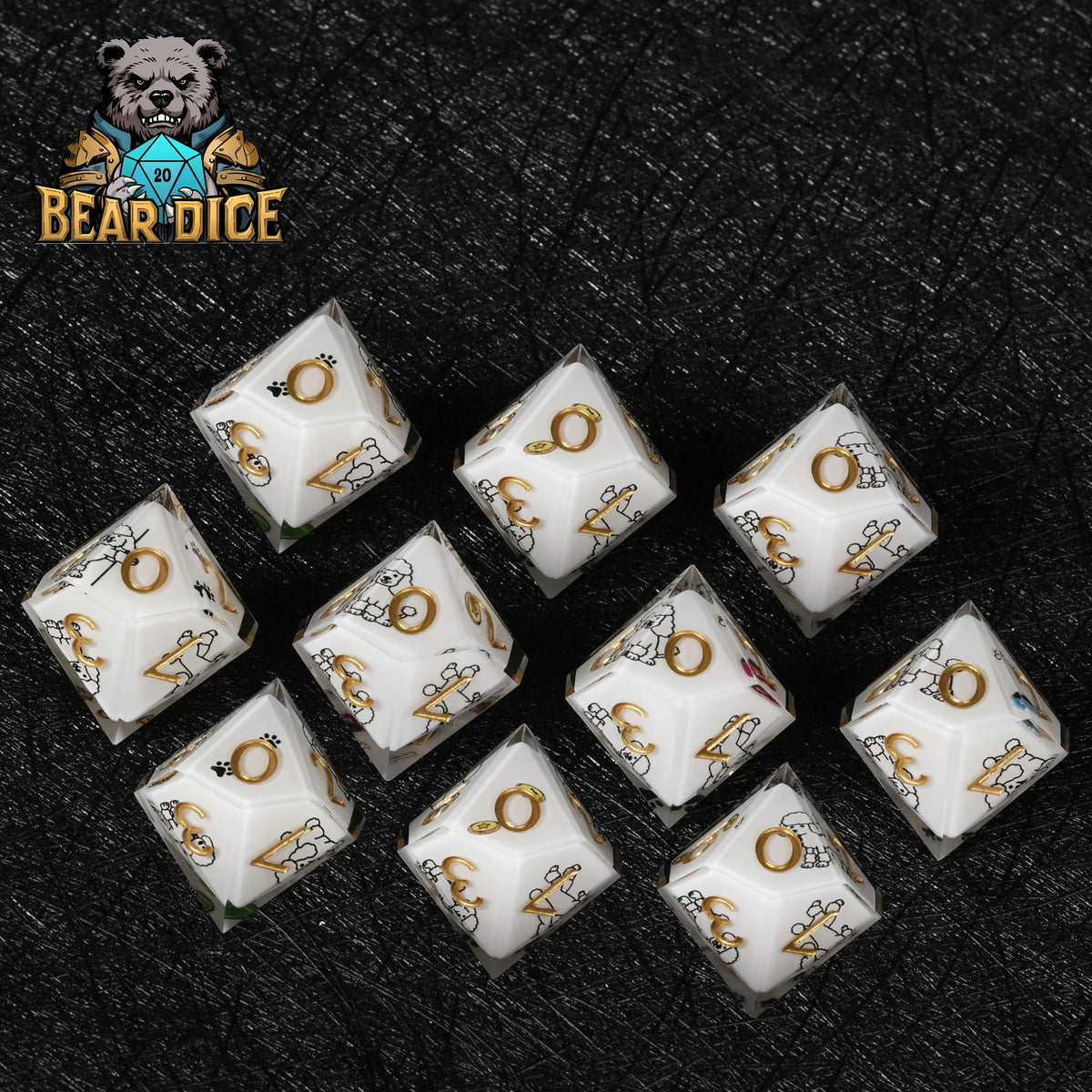 Poodle Resin D10 Dice Set – Cute RPG Die