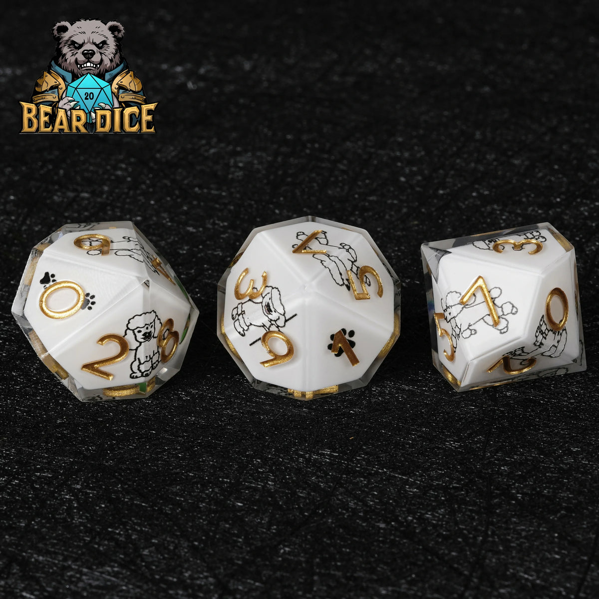 Poodle Resin D10 Dice Set – Cute RPG Die – alternate product view