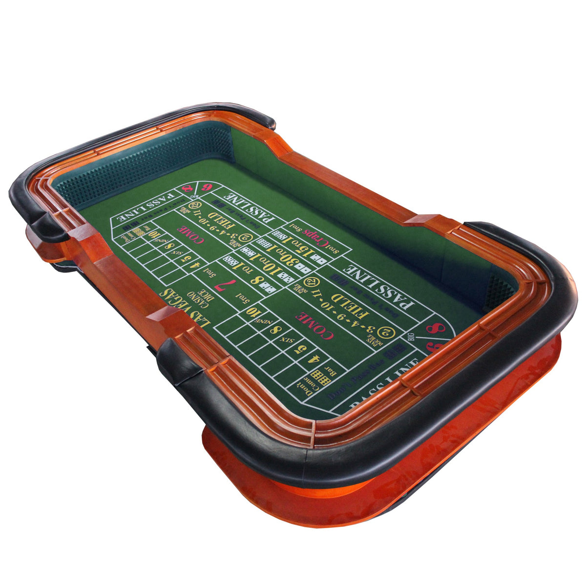 Tabletop Gaming Table – Rubber Bumpers – 93-Inch Green Felt Deluxe Casino Craps Table – Top View Full Betting Layout