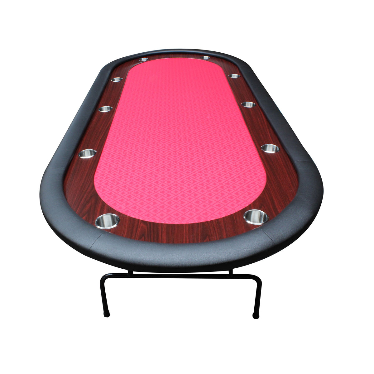 Poker Gaming Table – Wooden – Felt Racetrack – 96-Inch Foldable Poker Table – Red Felt Folded Storage Top View