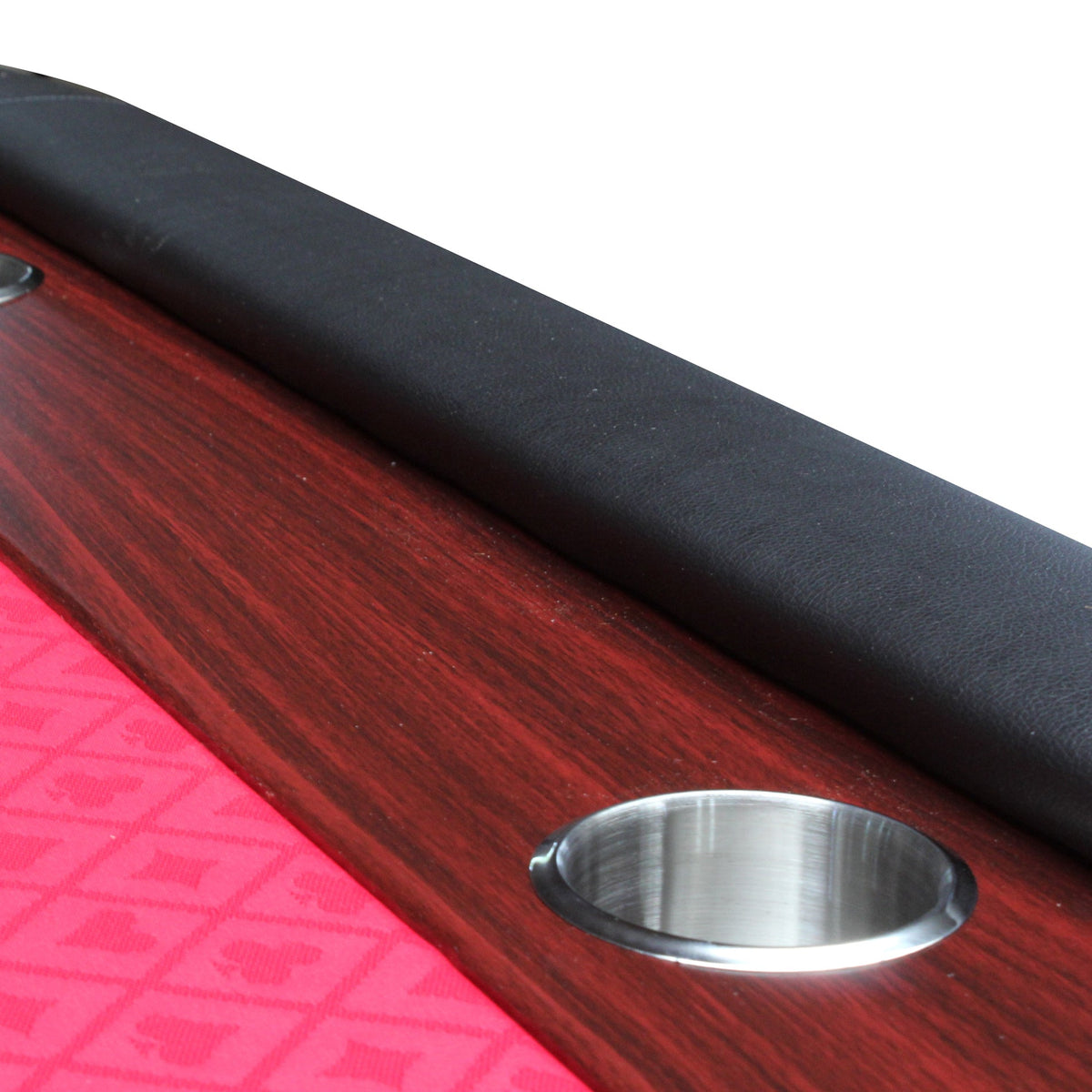 Poker Gaming Table – Wooden – Felt Racetrack – 96-Inch Foldable Poker Table – Wood-Grain Racetrack & Red Felt Surface