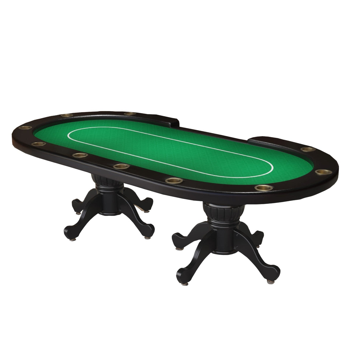 Poker Gaming Table – Wooden – Holdem Felt – 96-Inch Oval 10-Player Wooden Texas Hold'em Poker Table with Green Felt
