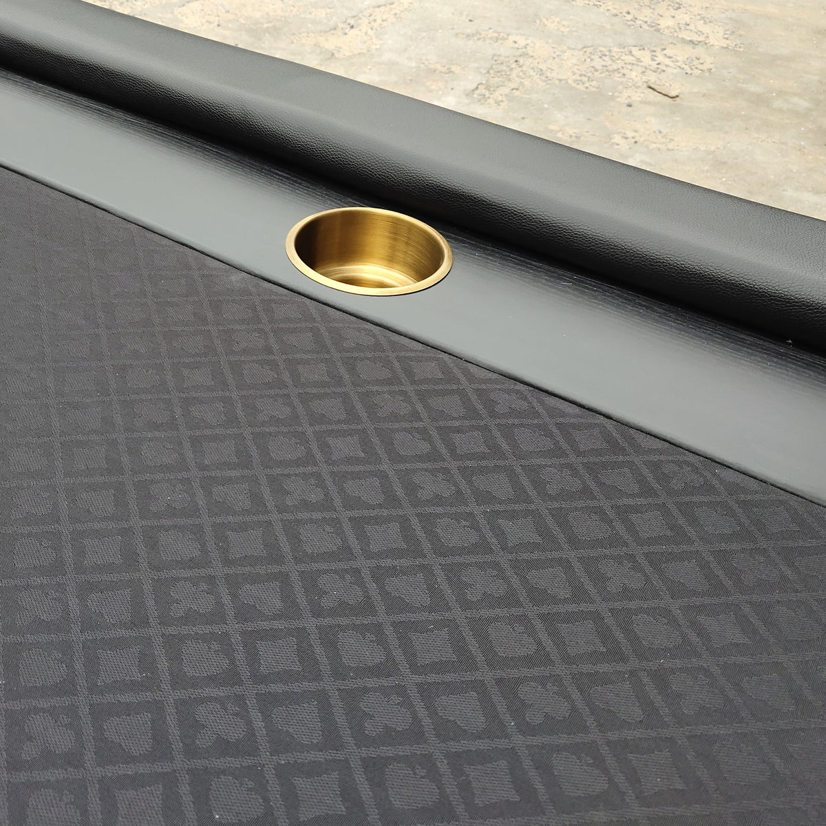Poker Gaming Table – Waterproof Felt – 96-Inch Oval Poker Table with Waterproof Black Felt – Built-in Chip Tray Close-up
