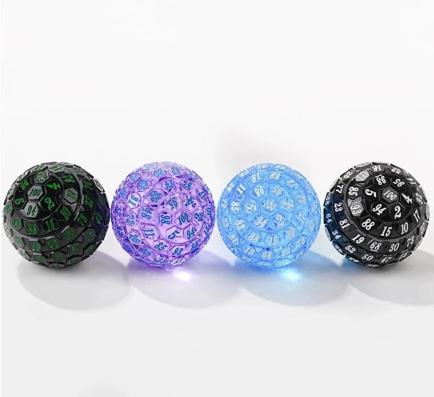 Acrylic D100 Dice – Personalized Design – Personalized Design 1 – Premium Pink Acrylic D100 Dice – Bright Blue Numbering