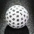 Acrylic D100 Dice – Personalized Design – Personalized Design 2 – Premium White Acrylic D100 Dice – Classic Black