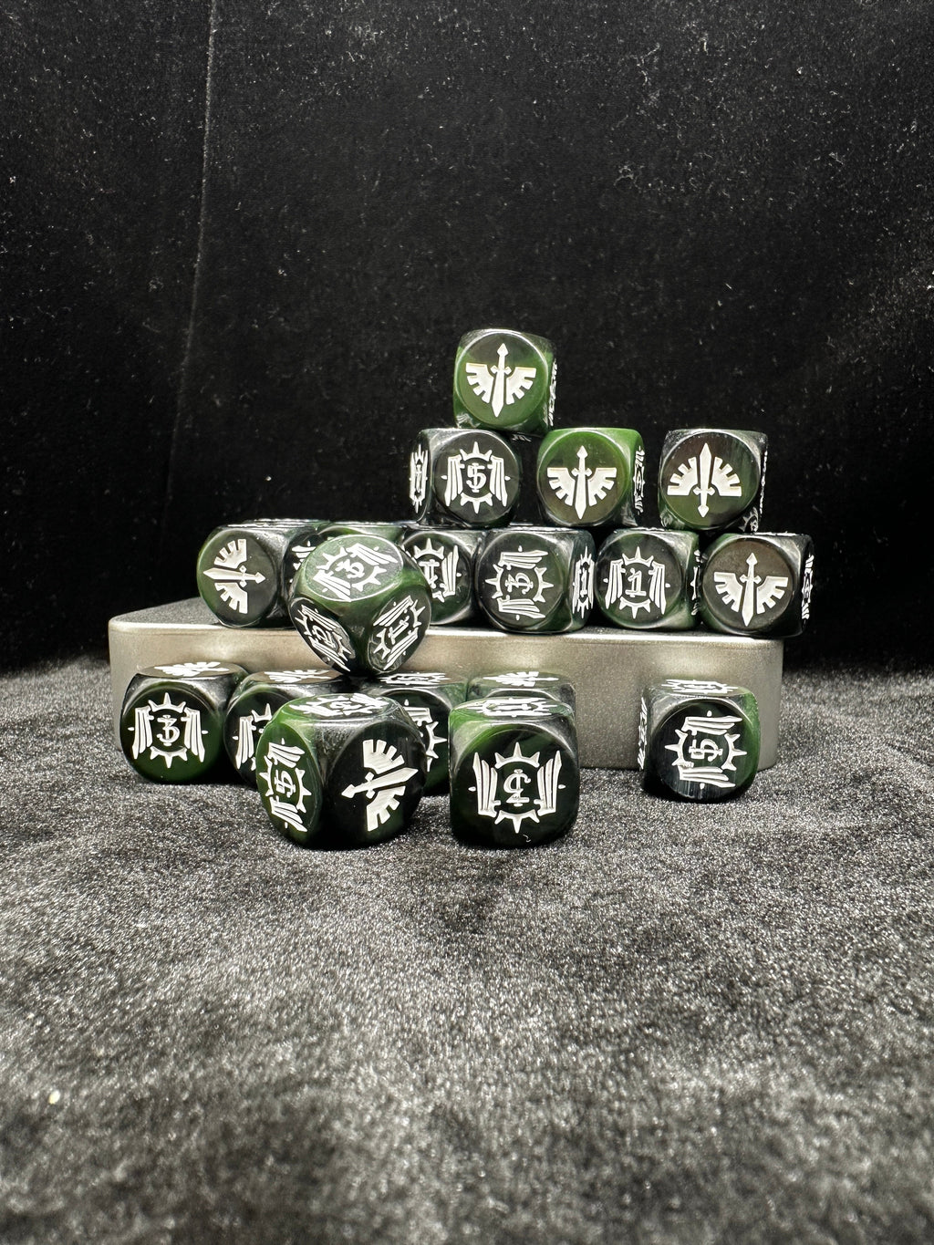 Acrylic D6 Dice – Angels Dark