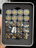 Acrylic D6 Dice – Battle Fleur – Warhammer 40K Battle Fleur-de-lis Black & White Swirl Acrylic D6 Dice — Hand Size