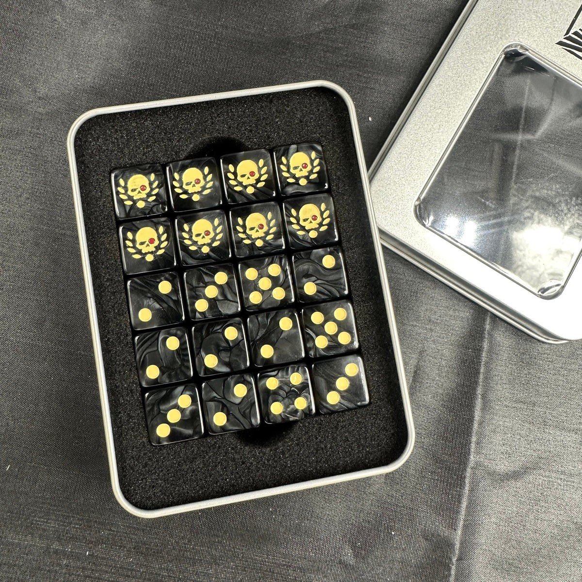 Acrylic D6 Dice – Black Swirl – Astra Militarum – alternate product view