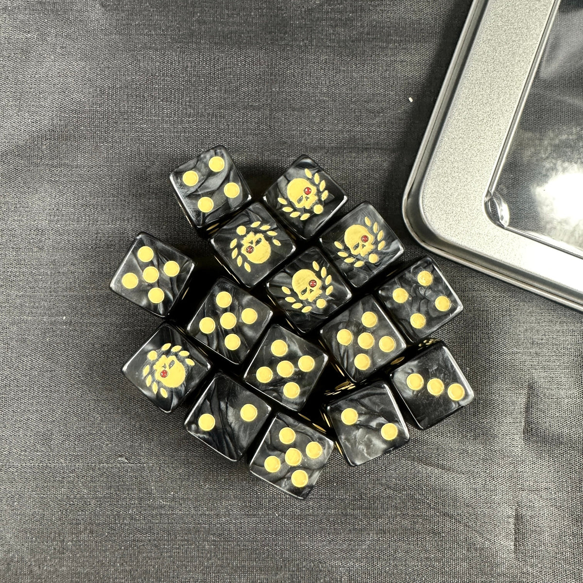 Acrylic D6 Dice – Black Swirl – Astra Militarum – alternate product view