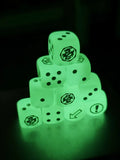 Acrylic D6 Dice – Dark Dragon – Warhammer 40K Glow-in-the-Dark Dragon-Style Bright Green Acrylic D6 Die with White Pips
