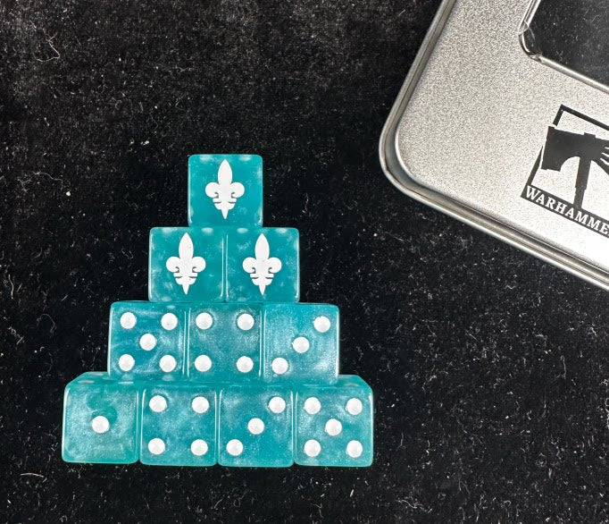 Acrylic D6 Dice – Deepkin Pearlescent – 40k Idoneth 1 – alternate product view