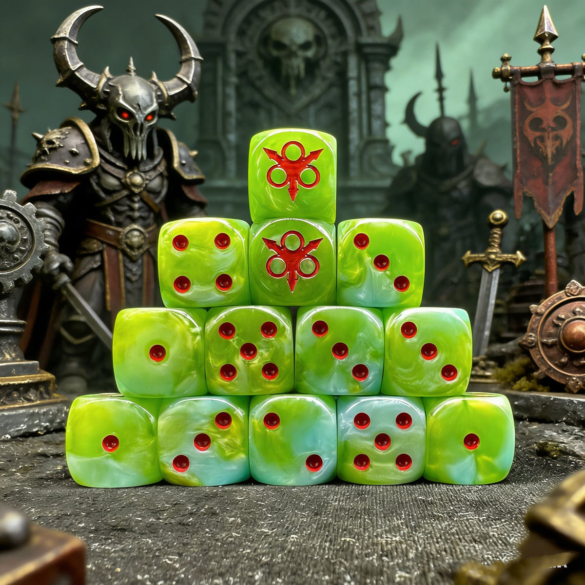 Acrylic D6 Dice – Maggot Bright – alternate product view