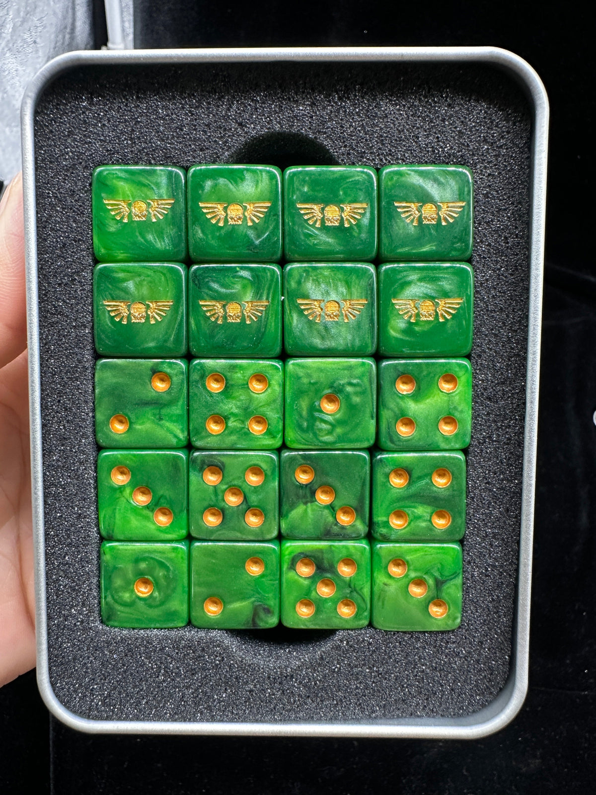 Acrylic D6 Dice – Marines Pearlescent – alternate product view