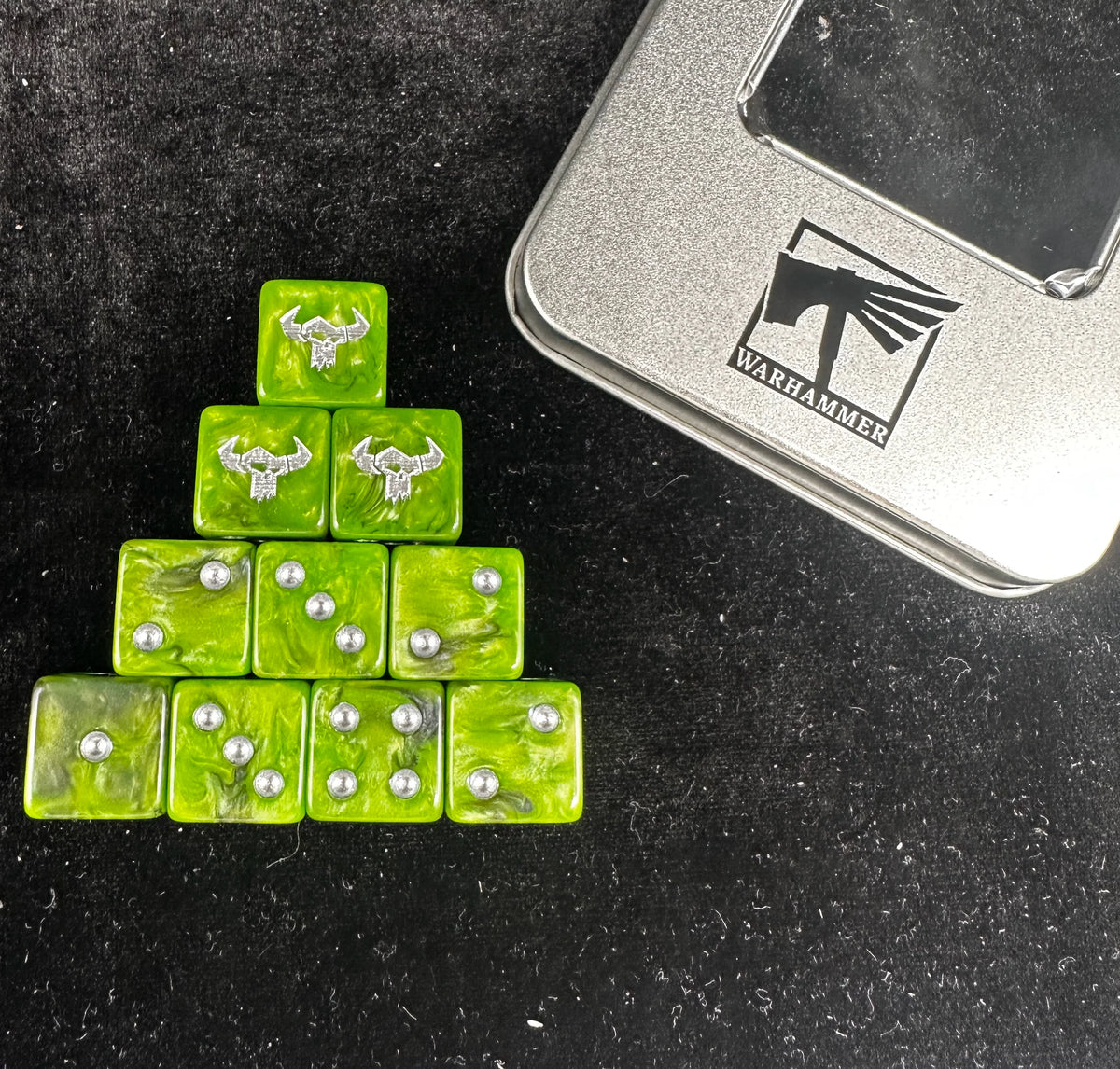 Acrylic D6 Dice Set – 40k Pearlescent – Double combo: Warhammer, Warhammer, AOS, Orc, Orc, Dice, Set: Warhammerdice
