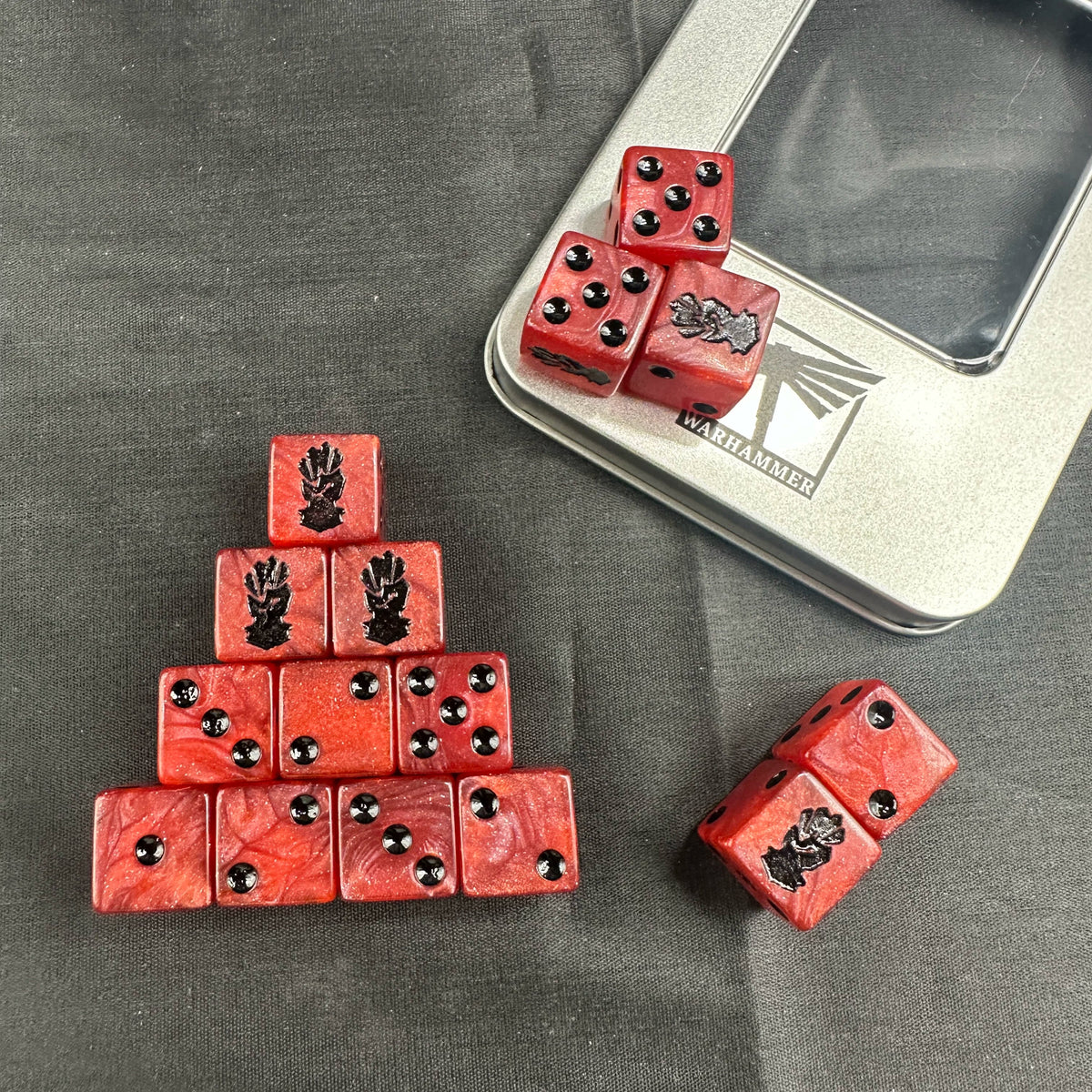 Acrylic D6 Dice Set – Corsairs Marble – Warhammer 40K Warhammer 40000: Red Corsairs Dice CSM: RED CORSAIRS DICE