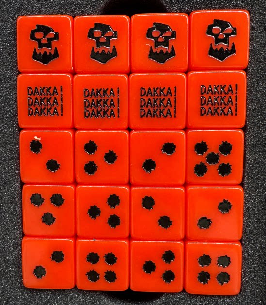 Acrylic D6 Dice Set – Dakka Orange – alternate product view