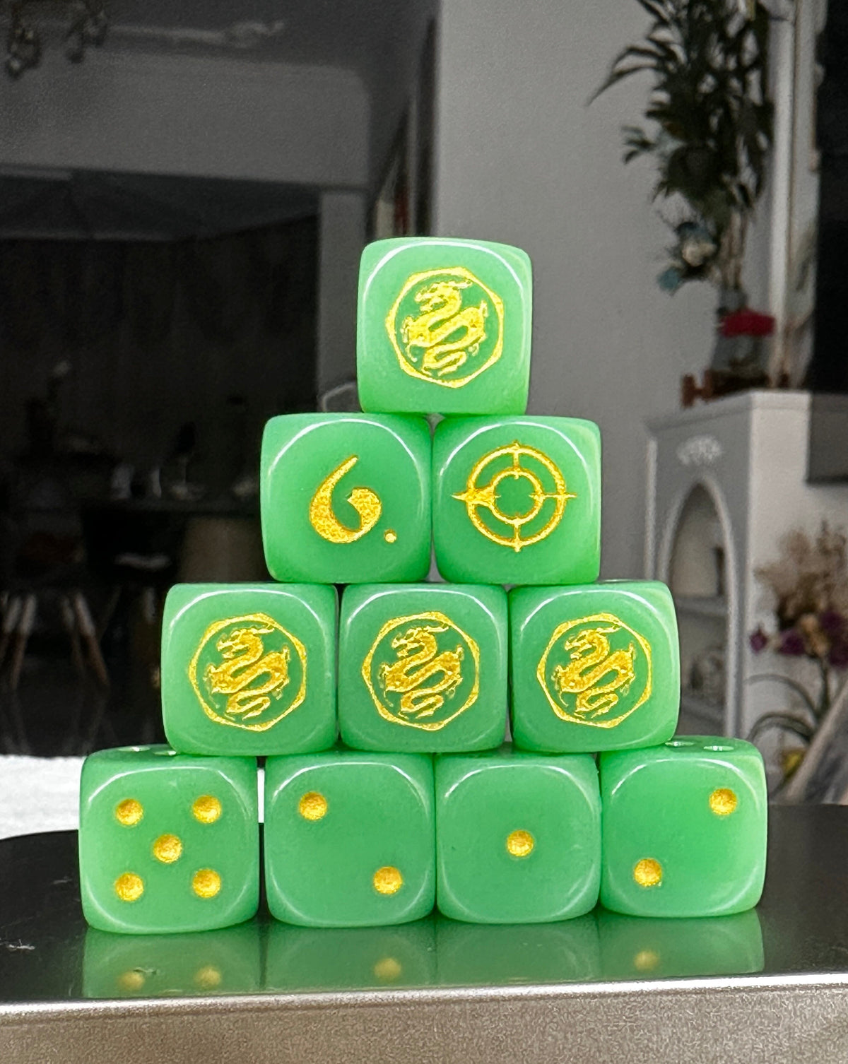 Acrylic D6 Dice Set – Gold Numbers – alternate product view