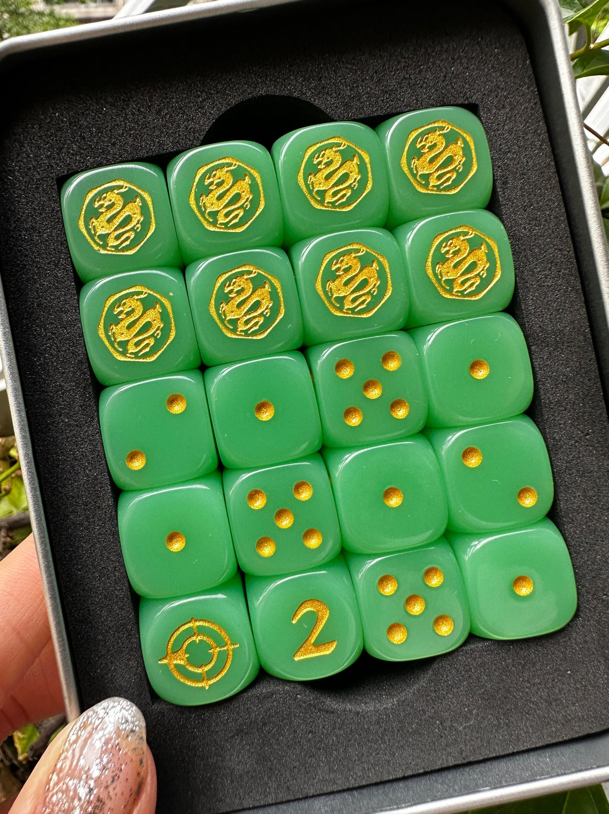 Acrylic D6 Dice Set – Gold Numbers – alternate product view