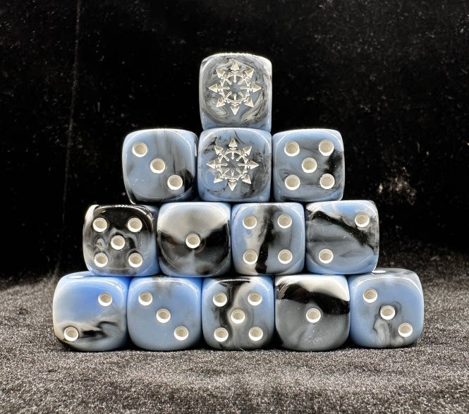 Acrylic D6 Dice Set – Grey Marble