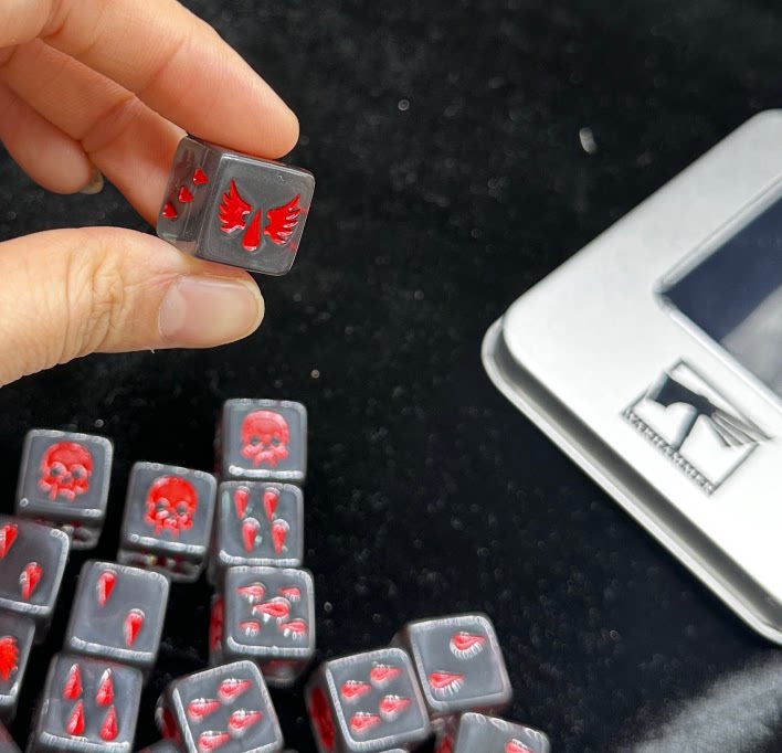 Acrylic D6 Dice Set – Grey Pearlescent – alternate product view
